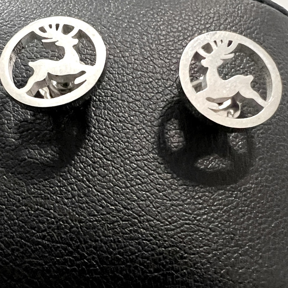 Silver Reindeer Earrings stainless steel